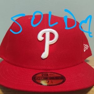 NEW Era 59Fifty Red White NEW Phillies Cap sz 7 7/8